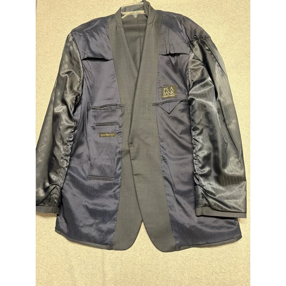 Jos A Bank Travelers Collection Mens 50R Blazer  100% Wool Tailored DAMAGED‎